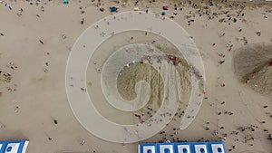 Aerial View of Haeundae Beach Sand Festival, Busan, South Korea, Asia