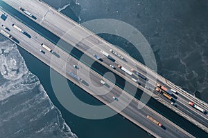 Aerial view of Haihe Bridge in Tianjin Binhai New Area