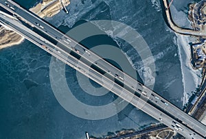 Aerial view of Haihe Bridge in Tianjin Binhai New Area