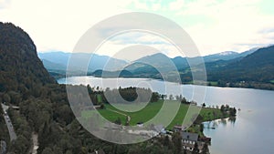 Aerial View Of Hallstatt Lake Austria