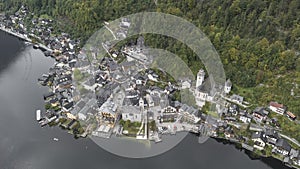 Aerial view of Hallstatt village, Austria  Stock Photos, and Images - drone view