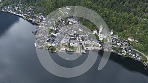 Aerial view of Hallstatt village, Austria  Stock Photos, and Images - drone view