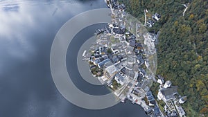 Aerial view of Hallstatt village, Austria  Stock Photos, and Images - drone view