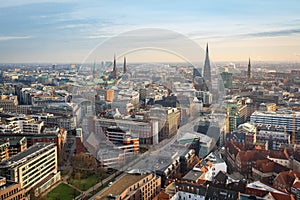 Aerial view of Hamburg with Church Towers and Hamburg City Hall - Hamburg, Germany