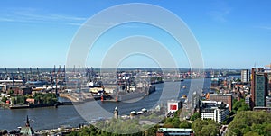 Aerial view of Hamburg harbor