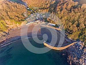 Aerial view of Polkerris Harbour Cornwall