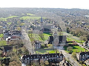 Aerial view of Hampstead Garden Suburb and St. Jude`s Church, London