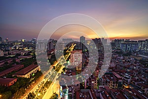 Aerial view of Hanoi cityscape at Hoang Quoc Viet street, Cau Giay district, Hanoi