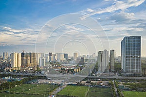 Aerial view of Hanoi skyline cityscape. Khuat Duy Tien street view, Cau Giay district