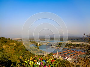 Aerial view of Har ki paudi haridwar, Uttarakhand, India