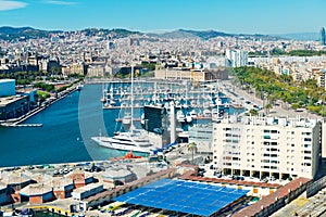 Aerial view of the Harbor district in Barcelona