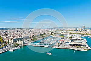 Aerial view of the Harbor district in Barcelona