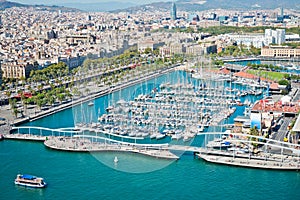 Aerial view of the Harbor district in Barcelona