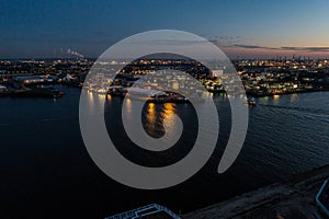 Aerial view of the harbor district, the concert hall `Elbphilharmonie`.