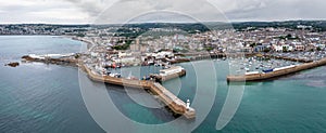 Aerial view of the harbour and town of Penzance in Cornwall