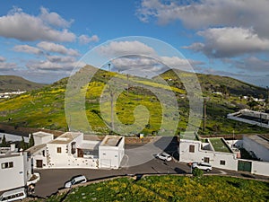 Aerial view of Haria at Lanzarote on Canary island, Spain