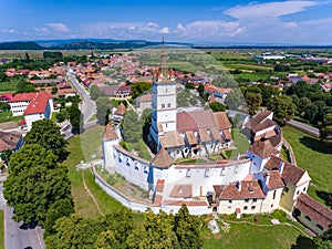 Aerial view of Harman Saxon Fortified Church in the village of H