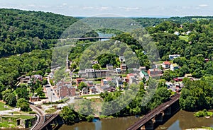 Aerial view of Harpers Ferry, West Virginia seen from Maryland H
