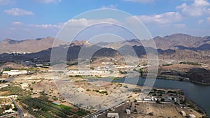 Aerial view of Hatta town which is part of Dubai emirate in the UAE