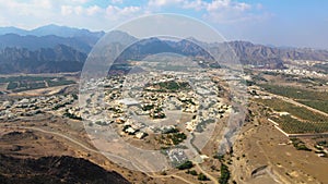 Aerial view of Hatta town which is part of Dubai emirate in the UAE