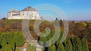 Aerial View of Haunted Castle of Olesko, Ukraine