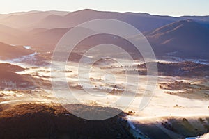 Aerial view of Healesville at Sunrise