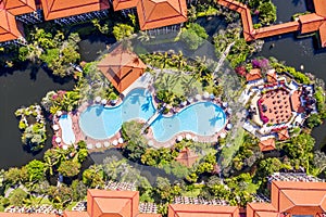 Aerial view of a heavenly tropical resort in Bali