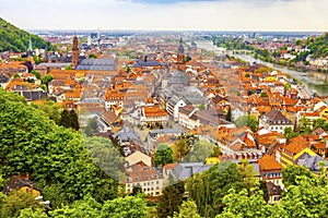 Aerial view of Heidelberg city, Baden-Wurttemberg, Germany