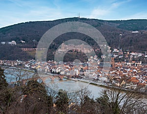 Aerial view of Heidelberg Old Town - Heidelberg, Germany