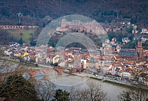 Aerial view of Heidelberg Old Town - Heidelberg, Germany