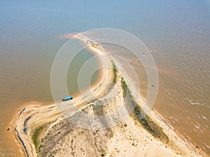 Aerial view from a height of 105 meters, from the dune island `Las Dunas de San Cosme y Damian` in the middle of the Rio Parana. photo