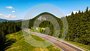 Aerial view from the heights of the road that runs through the Slovak Mountains