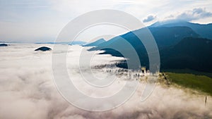 Aerial view from the heights of the road that runs through the Slovak Mountains