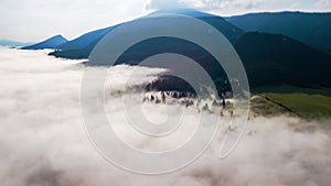 Aerial view from the heights of the road that runs through the Slovak Mountains