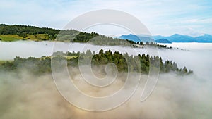 Aerial view from the heights of the road that runs through the Slovak Mountains