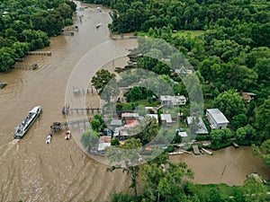 aerial View from the helicopter for Tigre, Buenos Aires, Argentina