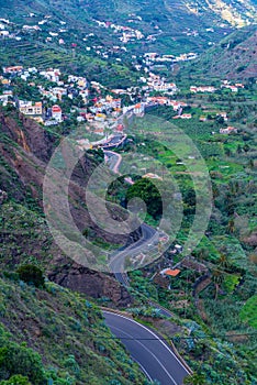 Aerial view of Hermingua at Vallehermoso municipality at La Gomera, Canary Islands, Spain photo