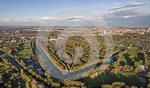 Aerial view of Herrenhausen Gardens in Hannover, Germany