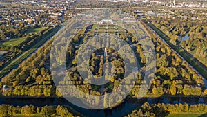 Aerial view of Herrenhausen Gardens in Hannover, Germany