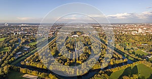 Aerial view of Herrenhausen Gardens in Hannover, Germany