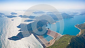 Aerial view of High Island Reservoir, Sai Kung, Hong Kong photo