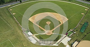 Aerial view of a high school baseball field