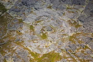 Aerial view of High Tatras mountain landscape surrounded by grass