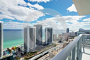 Aerial view from highrise balcony Hallandale Beach FL