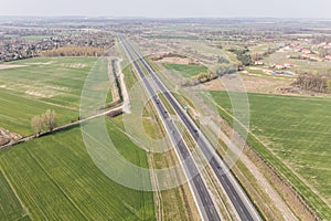 aerial view of the highway