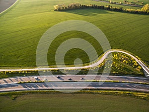 Aerial view of a highway