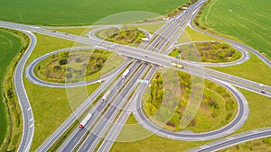 Aerial view of highway crossroad junction