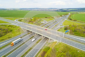 Aerial view of highway crossroad junction