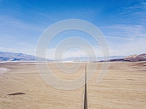 Aerial view of highway in the desert