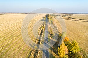 Aerial view of the Highway in the fields